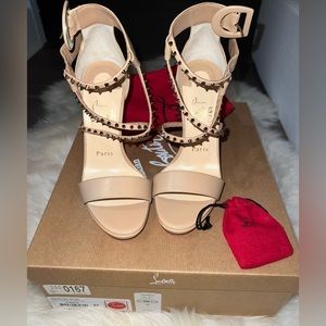Christian Louboutin Choco lux 120 sz 37/7 Nude pink bronze studded stiletto